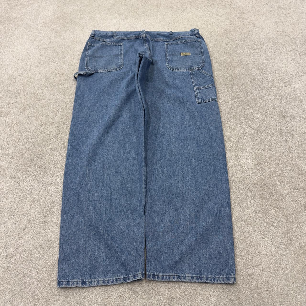 Wrangler wide leg baggy cargo jeans y2k blue denim Loose fit skater 2000s style cargo pants