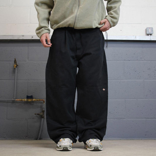 Y2k baggy Dickies double knee work pants black Loose twill chino style skate trousers