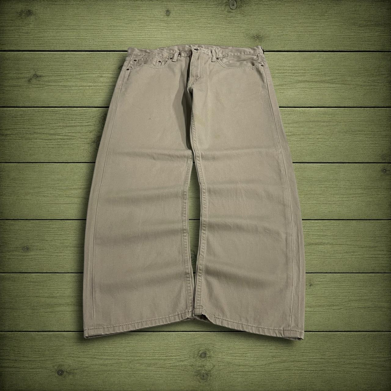 Y2K Levi’s 505 jeans straight leg khaki beige Straight fit 5 pocket pants belt loops white tab logo