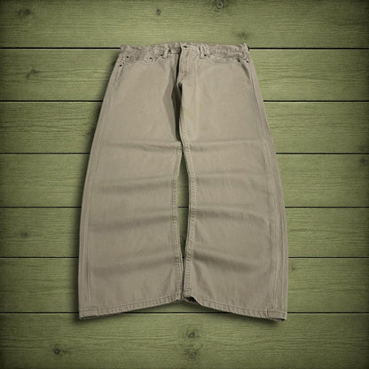 Y2K Levi’s 505 jeans straight leg khaki beige Straight fit 5 pocket pants belt loops white tab logo