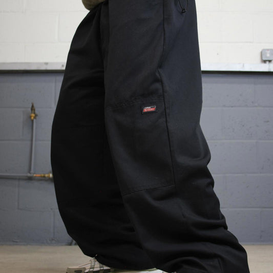 Y2k baggy Dickies double knee work pants black Loose fit wide-leg chino style skate trousers