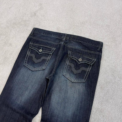 Blue embroidered I.N.C jeans W40L32 loose y2k 00s style jeans stitch detail bootcut