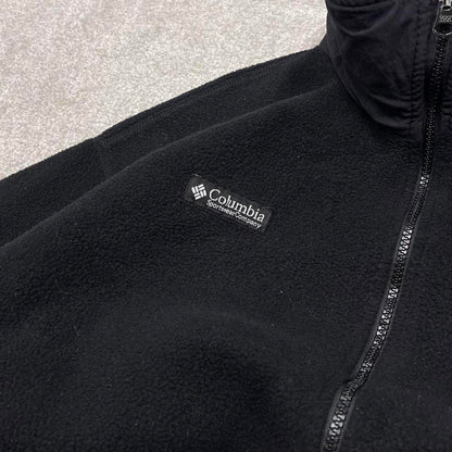 Y2K vintage Columbia technical fleece boxy fit black Patch logo full zip up autumn wear
