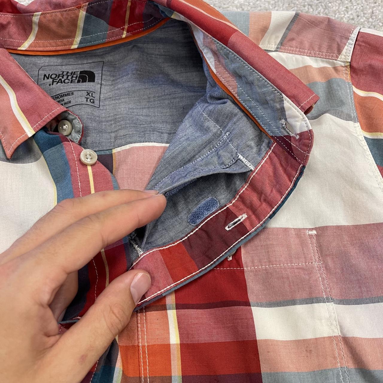 North Face checkered short sleeve shirt TNF festival style button down summer shirt