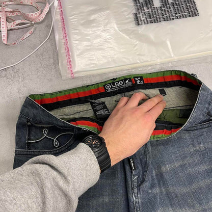 Blue LRG jeans W36L29 embroidered y2k style stitch detailing design