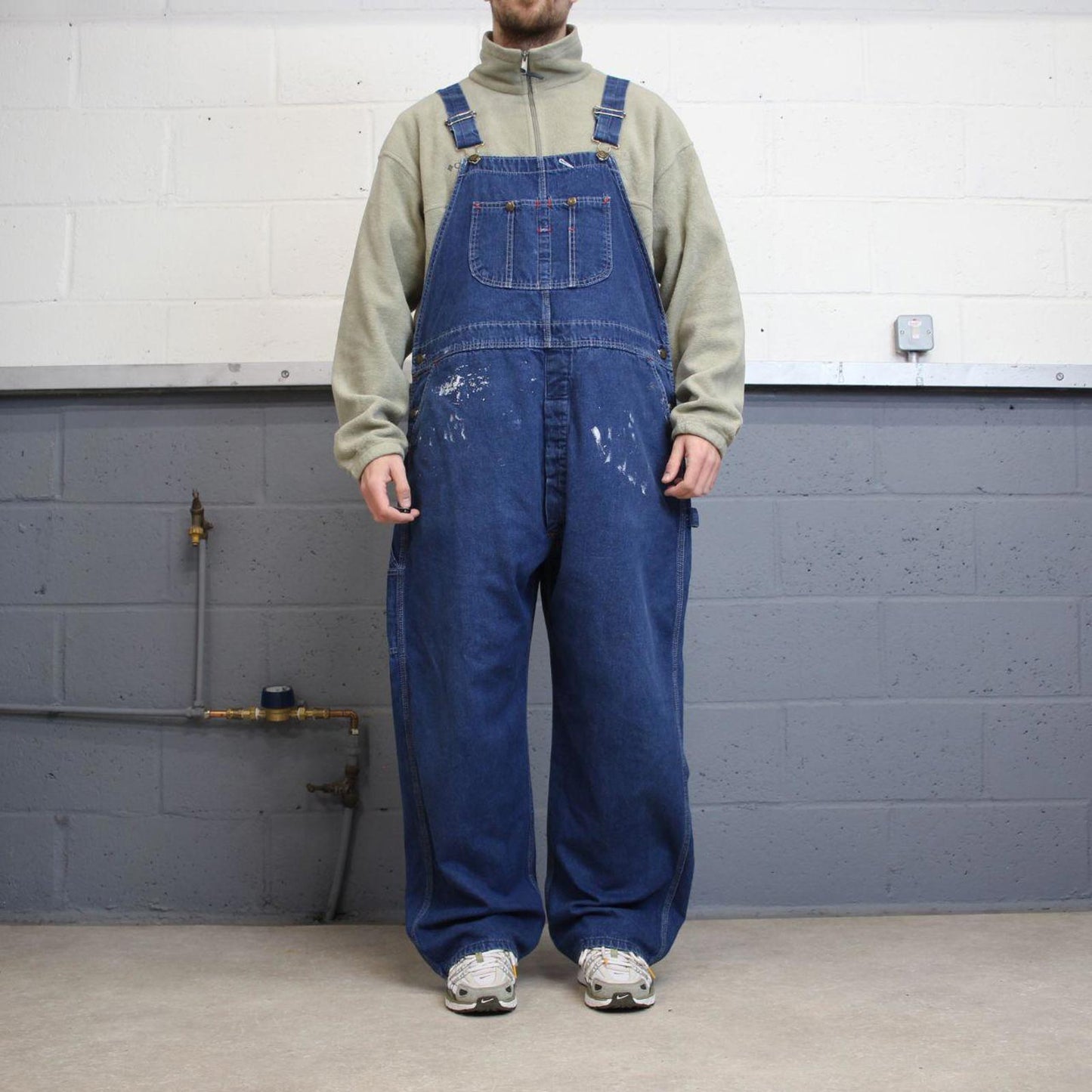 Vintage 90s denim dungarees overalls W44L30 blue Big Yank mens loose bib and brace workwear