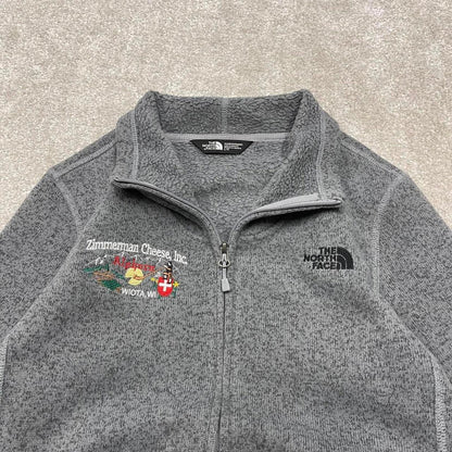 Y2K North Face technical fleece grey Full zip up fleece autumn pockets and embroidered