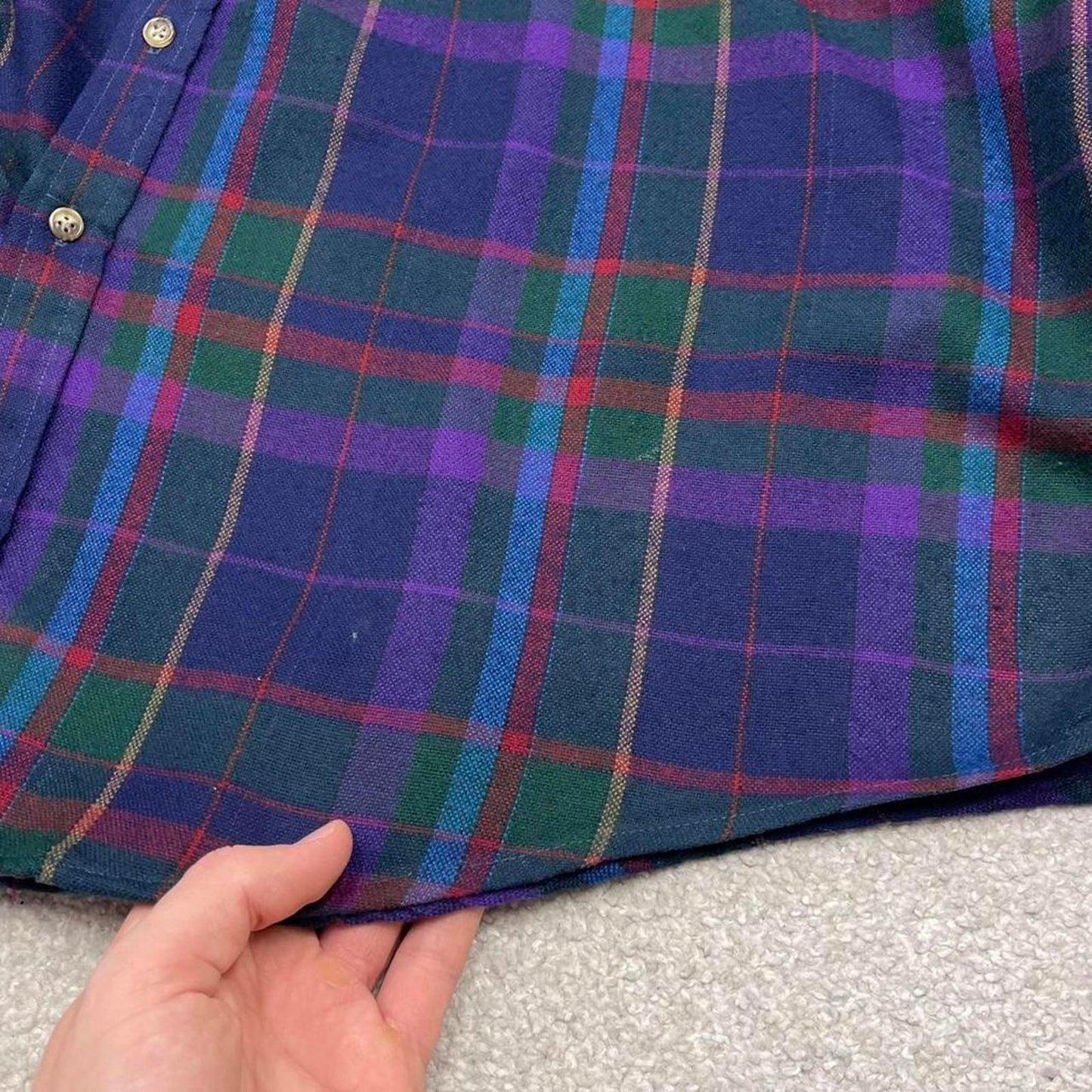 Vintage Y2K checkered flannel shirt purple Elk Mont Long sleeve plaid check button down loose