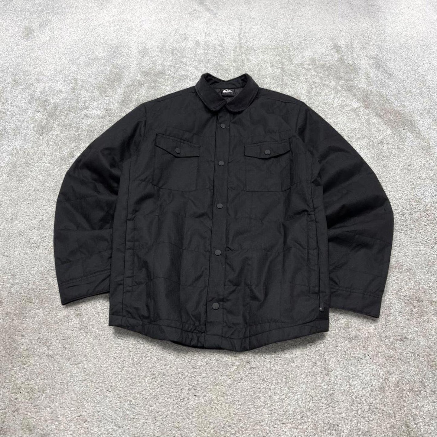 00s Quiksilver technical over shirt jacket M men's black y2k style quilted shacket