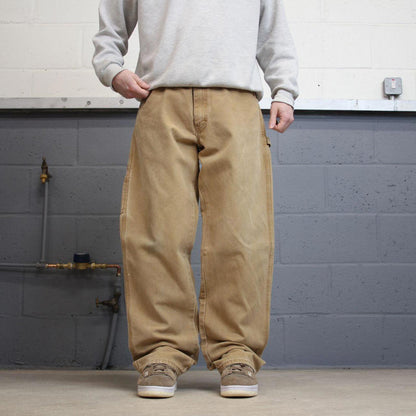 90s baggy Dickies carpenter jeans W36L34 00s skate style tan brown canvas worker cargos