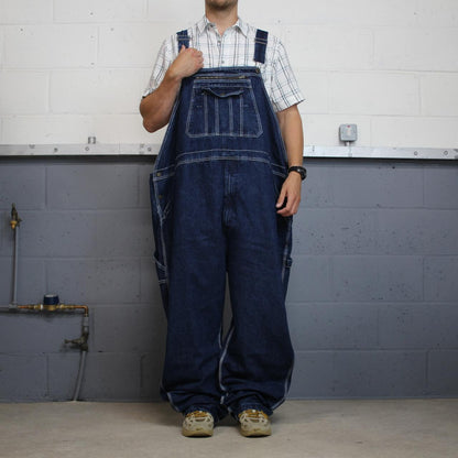 Vintage denim dungarees loose y2k blue Real Work workwear bib & brace overalls utility