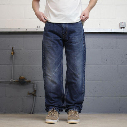 Levis 505 jeans blue loose W36L36 straight leg y2k style pants red tab logo