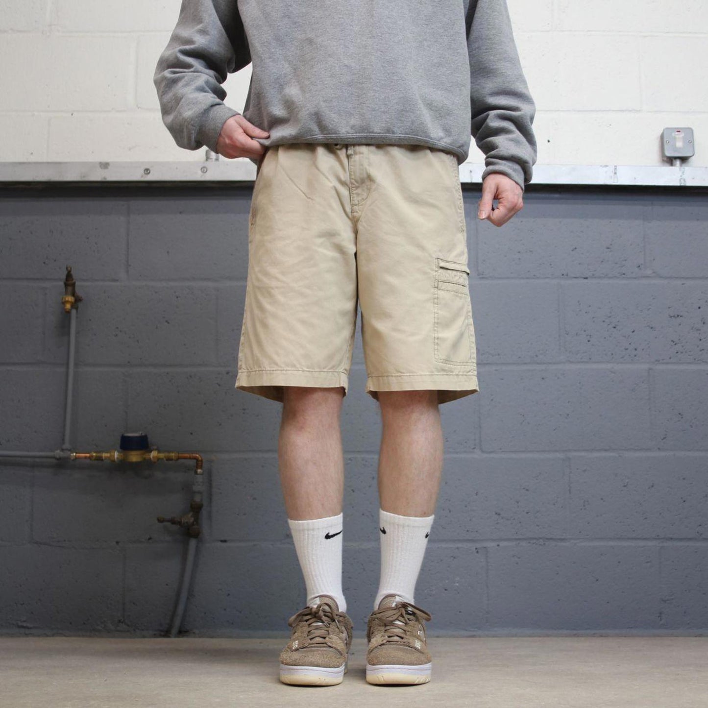 Y2k Lee loose chino drawstring shorts beige Floaty leg summer festival shorts preppy