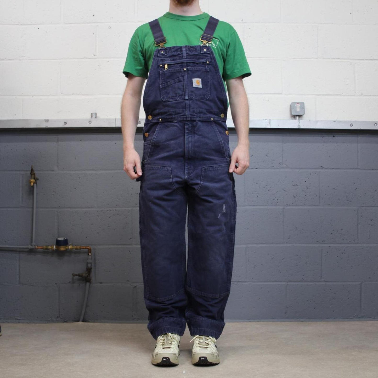 Vintage Carhartt dungarees navy overalls Bib & brace utility workwear farmer