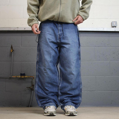 Vintage Y2K baggy carpenter jeans blue Loose wide-leg B.U.M Equipment denim skater style cargo pants