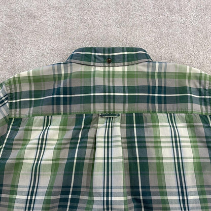 North Face checkered short sleeve shirt green TNF festival surf style check shirt button down summer