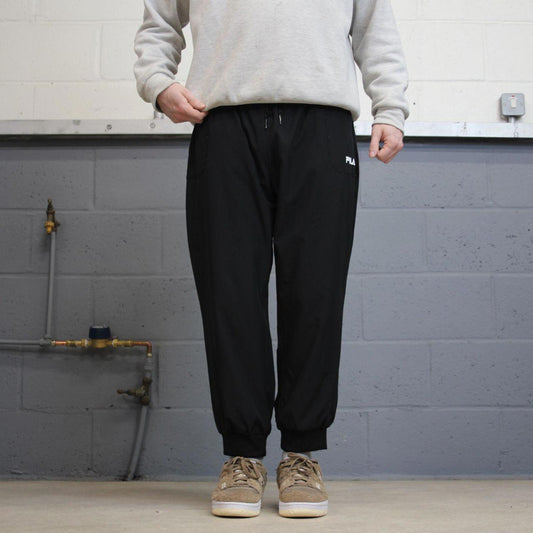 Black FILA trackies 16 loose y2k style joggers adjustable print logo track pants