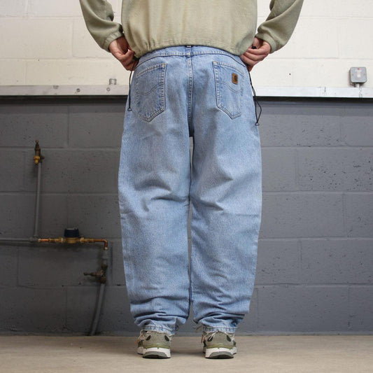 Y2K vintage Carhartt denim jeans blue Loose straight leg denim skate style workwear pants