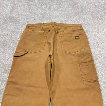 Y2K baggy carpenter jeans wide leg tan brown Loose Jesse James skate style workwear cargo pants