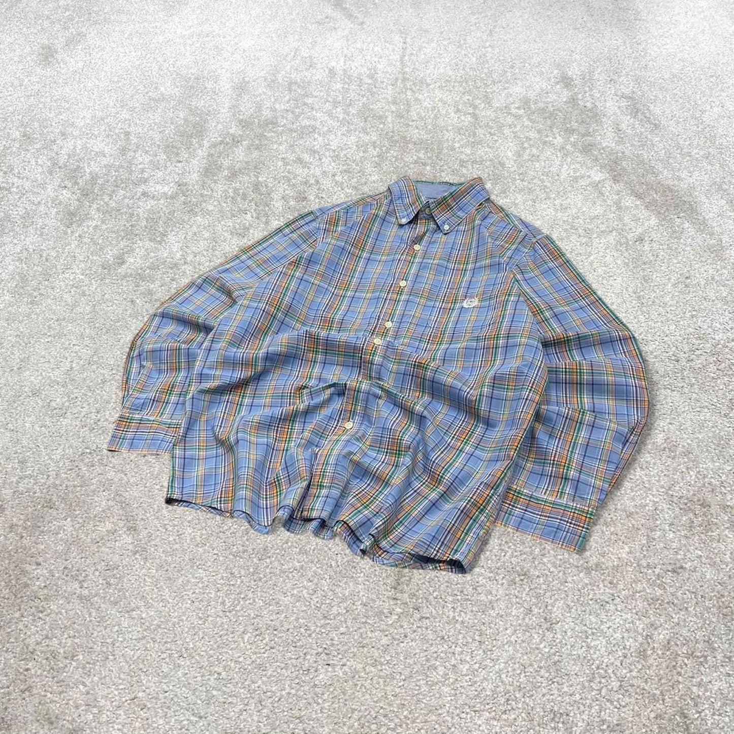 Chaps checkered shirt blue casual M men's long sleeve button up autumn y2k style