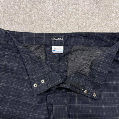 Y2k loose Columbia checkered shorts technical style black Lightweight check summer festival shorts