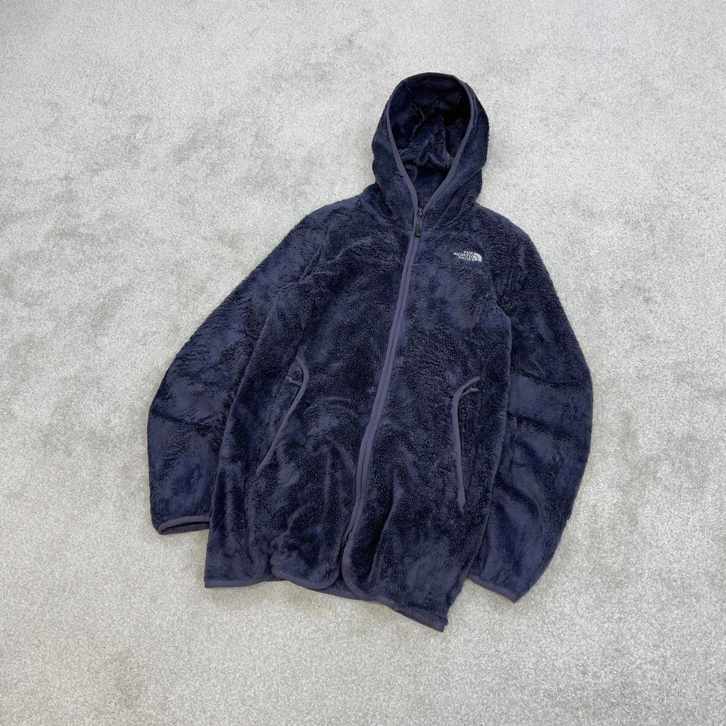 North Face technical hoodie fleece Small women's TNF purple grey full zip y2k style autumn