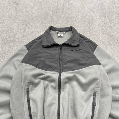 00s Columbia technical fleece XLT men's grey full zip up y2k style autumn adjustable waist