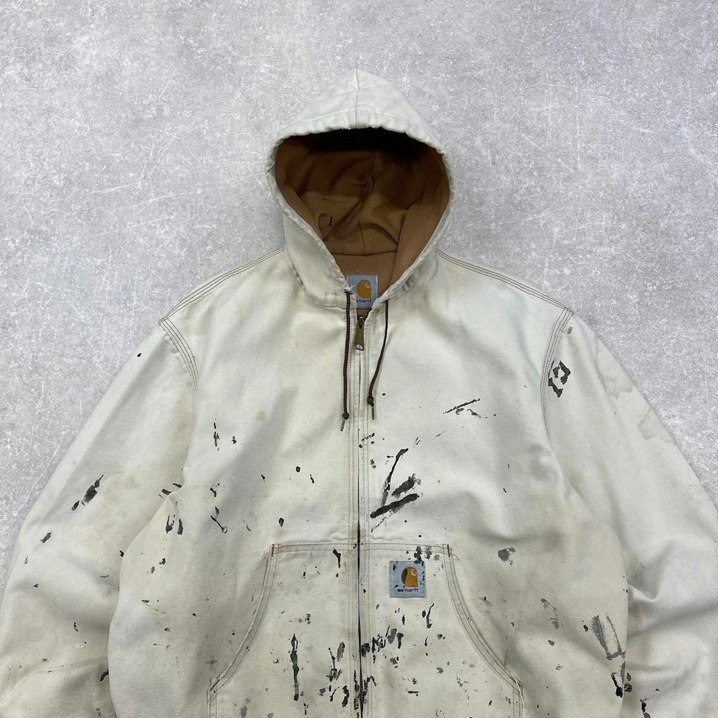 Vintage hooded Carhartt active jacket Small canvas thermal mesh lining American