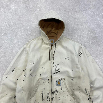 Vintage hooded Carhartt active jacket Small canvas thermal mesh lining American