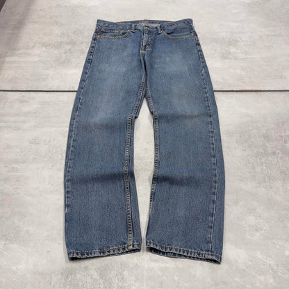 Blue Levis 505 jeans W34L32 blue straight leg y2k style pants red tab logo