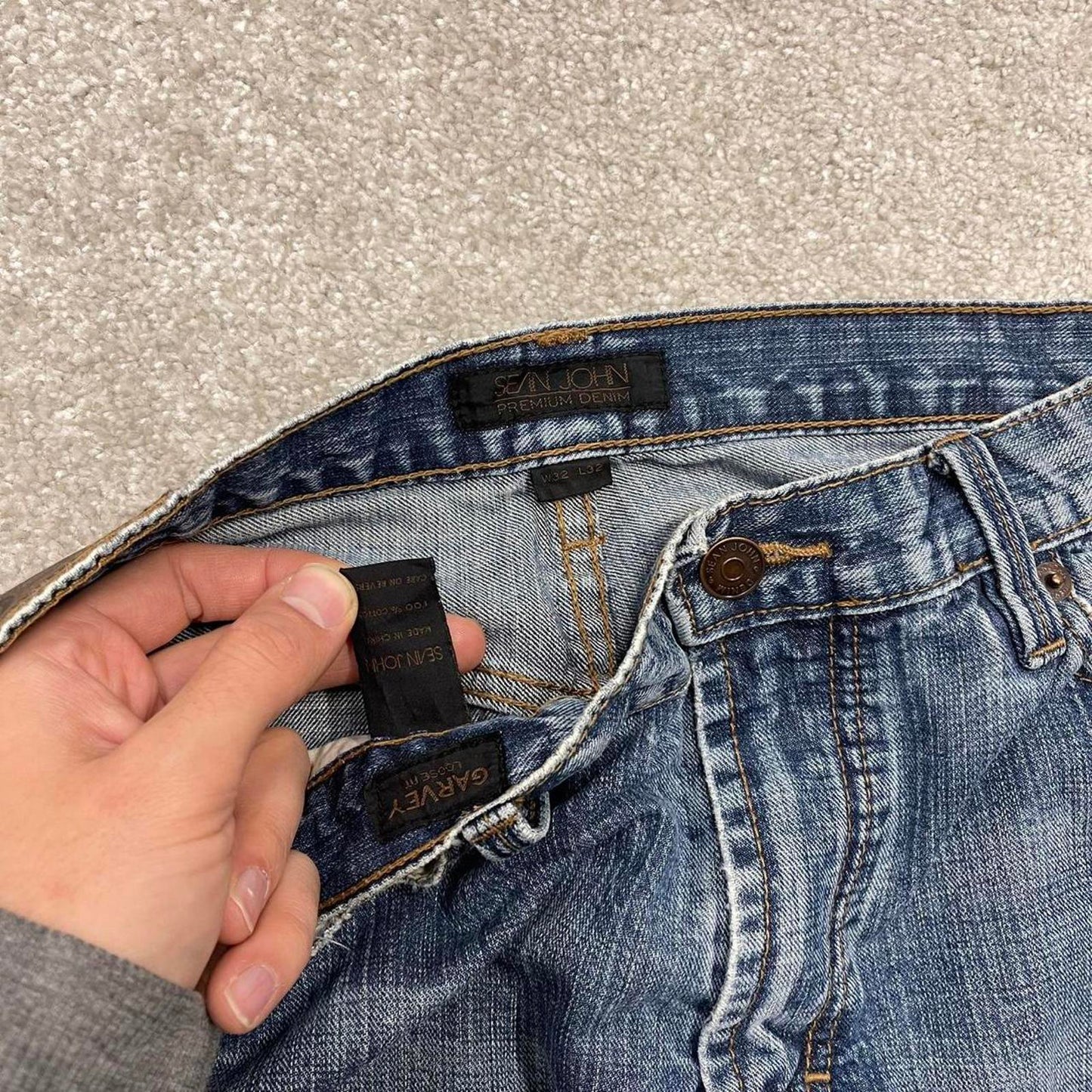 Vintage baggy Sean John jeans 90s skater style W32L32 blue loose denim pants