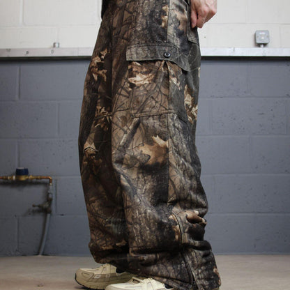 Baggy Realtree camo cargo pants Y2K W34L31 khaki lined fleece Hardwoods camouflage hunting utility