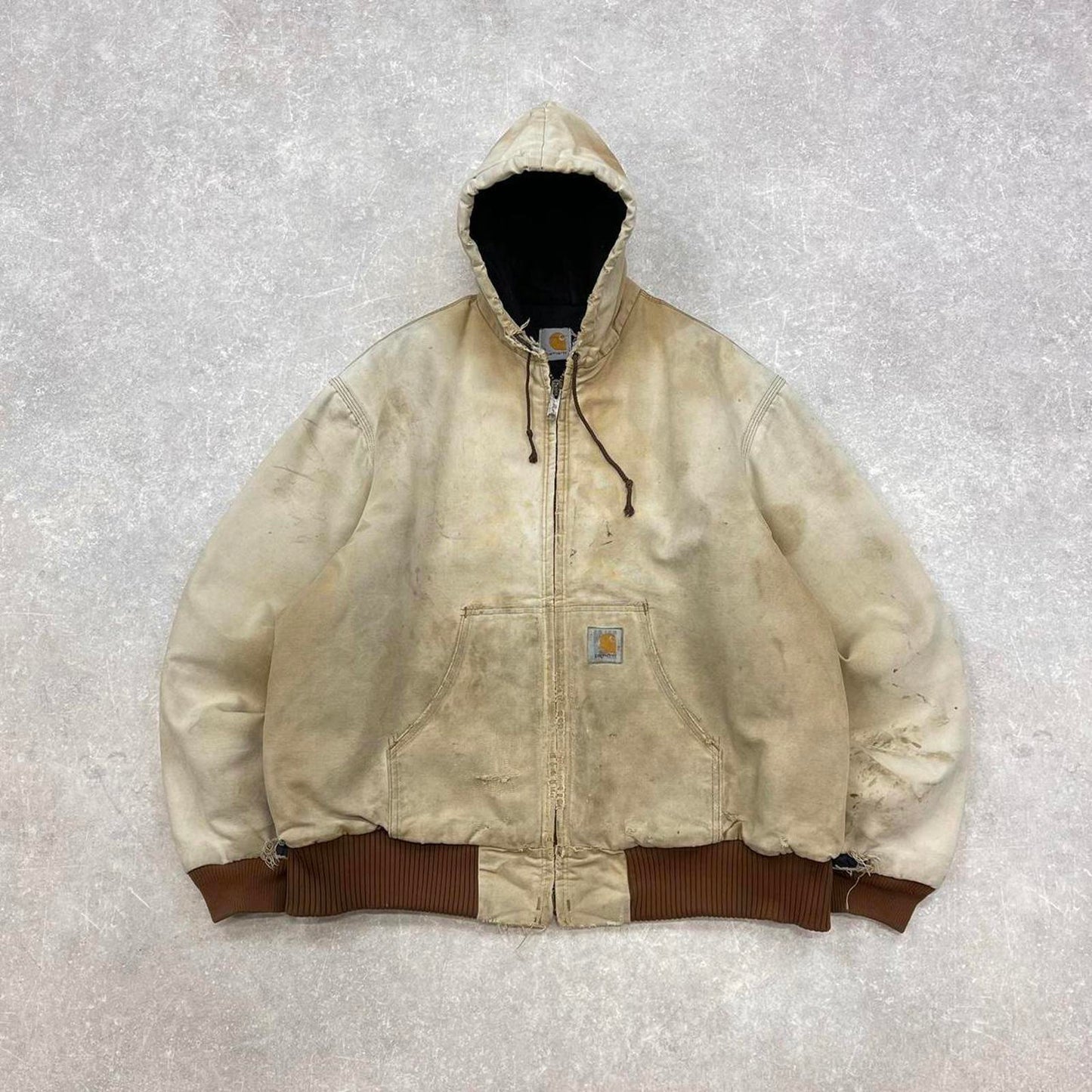 Vintage hooded Carhartt active jacket Large / X-Large distressed American