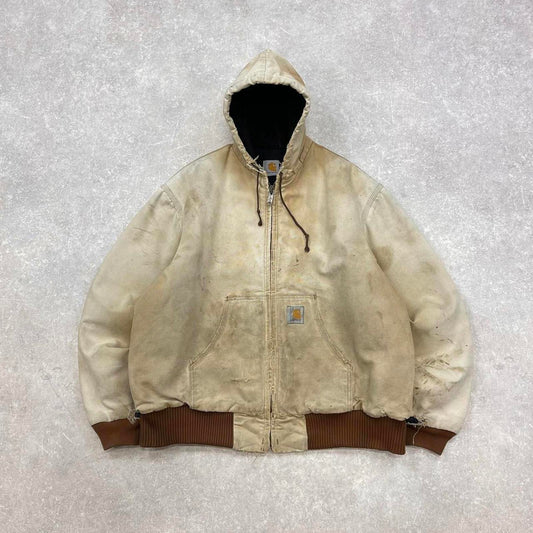 Vintage hooded Carhartt active jacket Large / X-Large distressed American