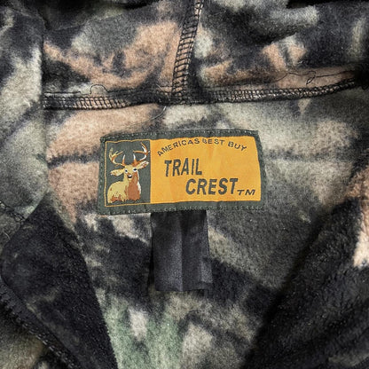 Y2K camo fleece hoodie green Men's loose Boxy Trail Quest full zip hooded camouflage autumn fleece