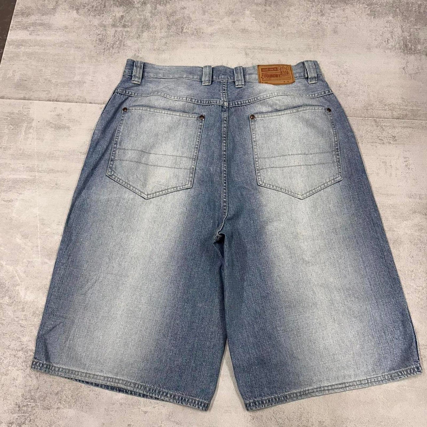 Baggy Ecko Unltd denim shorts W34 long wide leg 90s style skater jorts