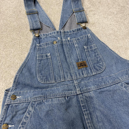 Vintage denim dungarees 00s big smith overalls blue loose leg bib & brace utility workwear
