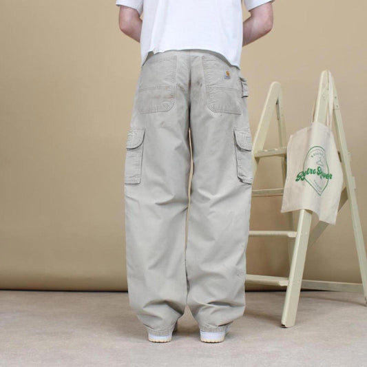 Baggy Carhartt cargo pants W32L31 loose wide leg carpenter tousers beige