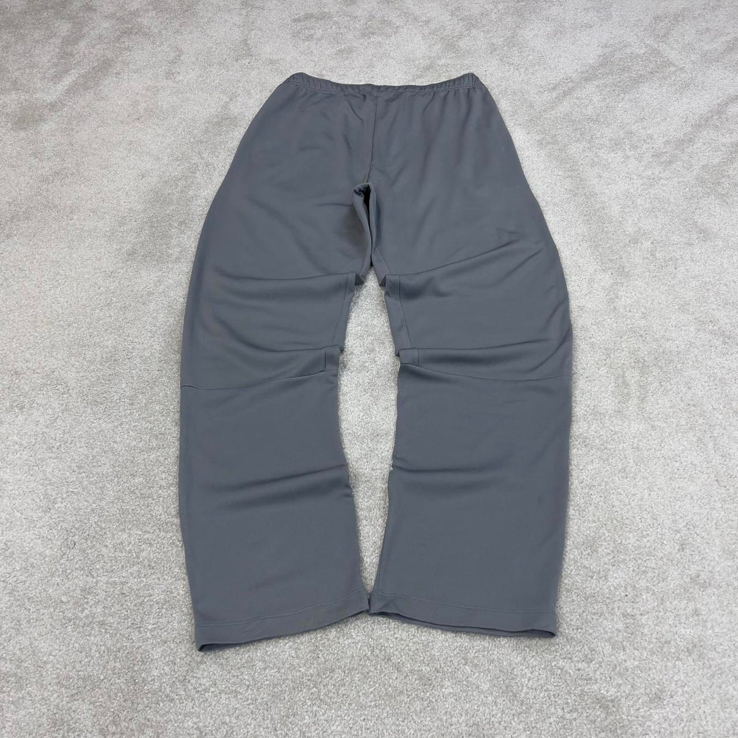 Nike Trackies Large Grey y2k 00s style loose leg Dri-Fit joggers print Swoosh logo