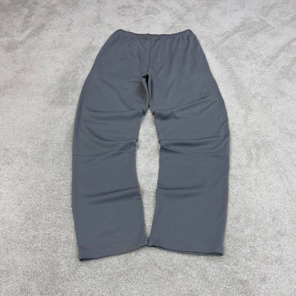 Nike Trackies Large Grey y2k 00s style loose leg Dri-Fit joggers print Swoosh logo