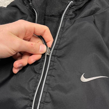 Vintage y2k Nike technical reversible windbreaker jacket black Fleece embroidered swoosh hooded coat