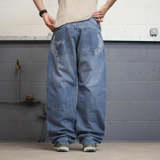 Baggy Coogi jeans W36 L34 blue loose embroidered wings design 90s y2k style skater jeans
