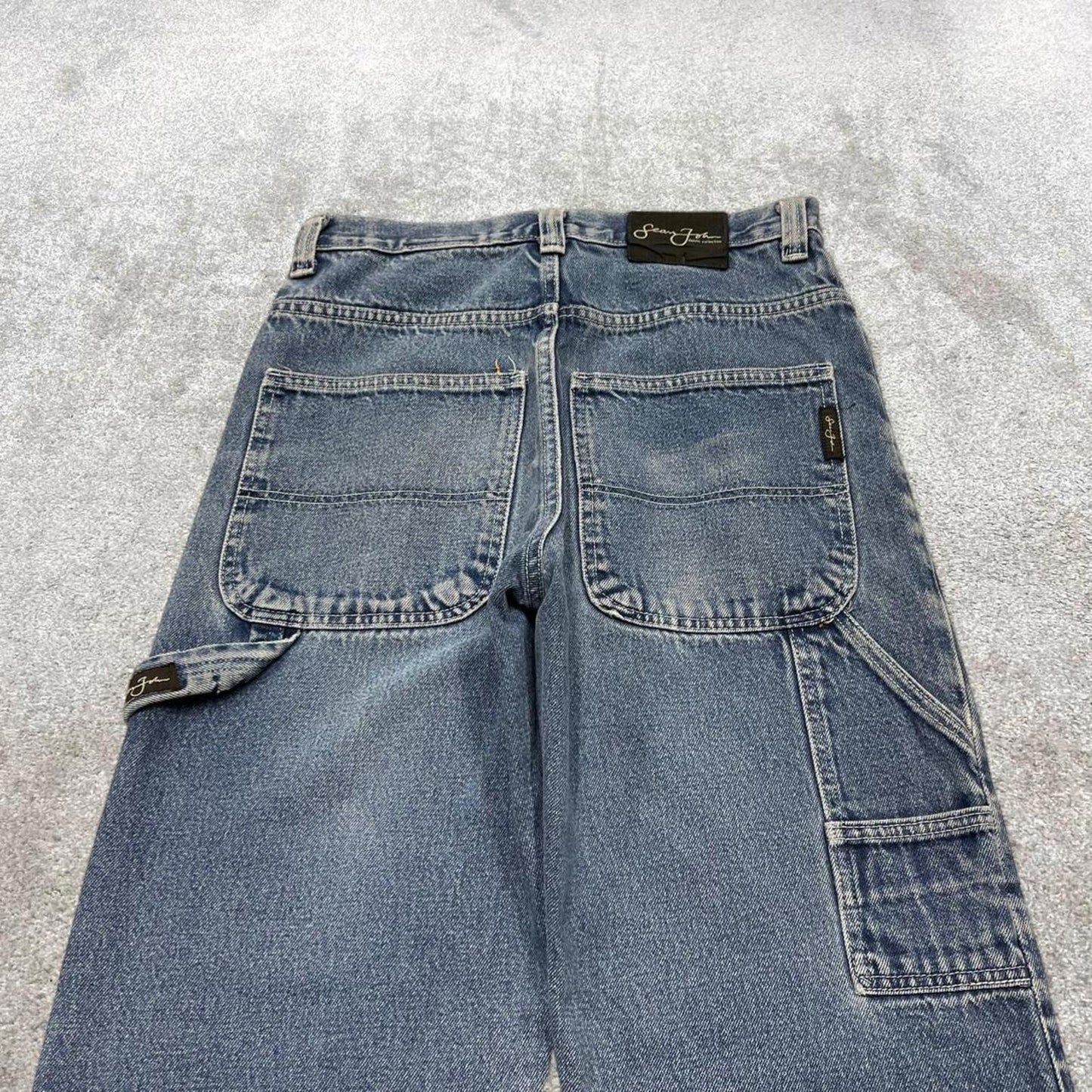 Y2K Sean John carpenter jeans blue Loose leg denim skate style cargo pants