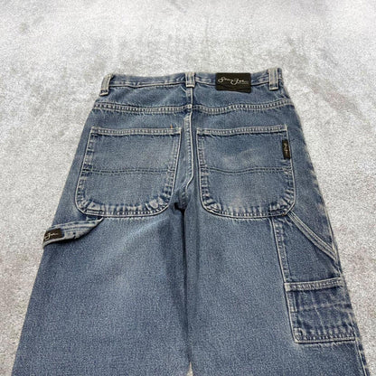 Y2K Sean John carpenter jeans blue Loose leg denim skate style cargo pants