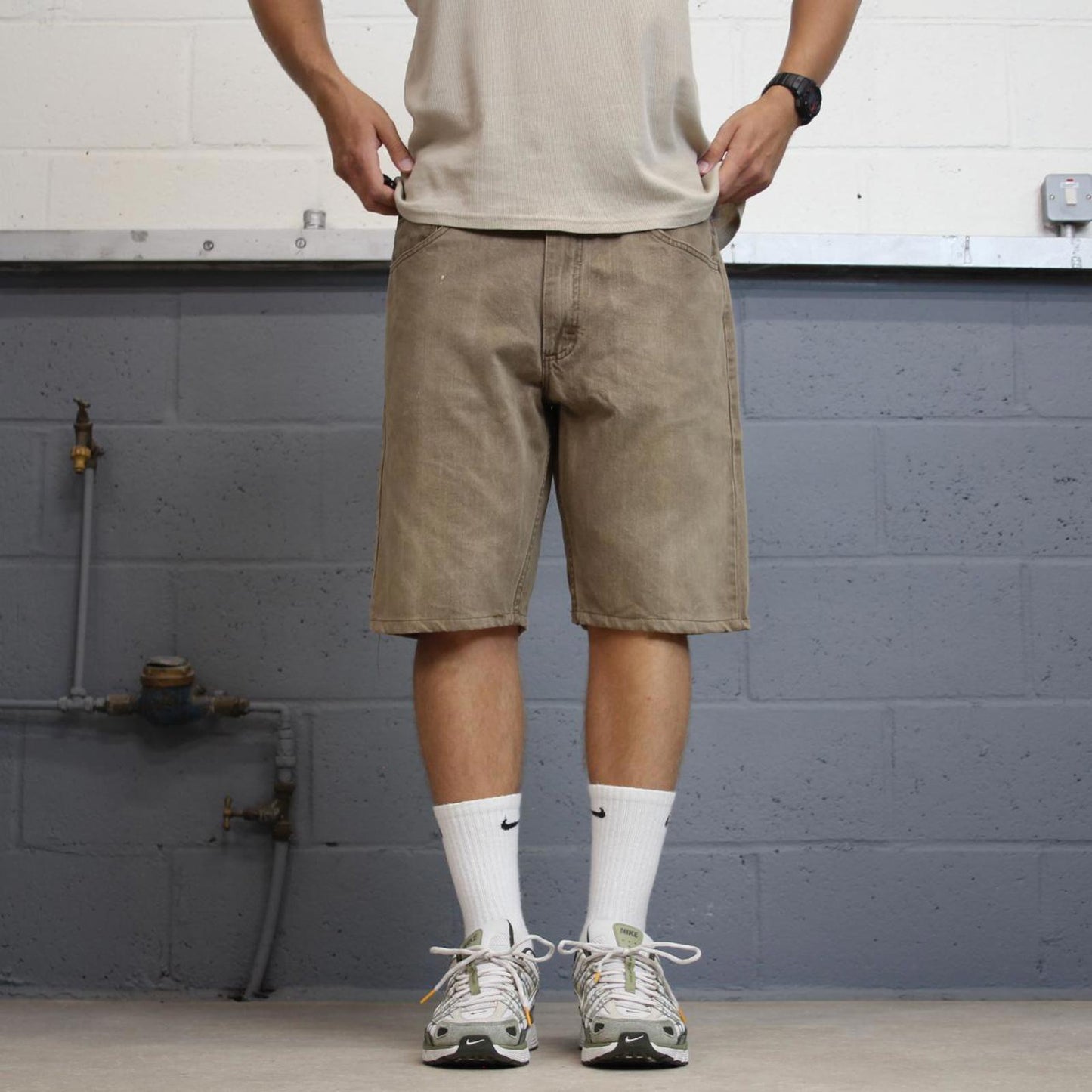 Vintage khaki brown Lee jorts W38