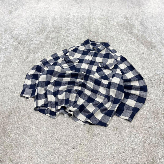 Lee checkered flannel overshirt autumnal XXL navy white men's plaid long sleeve thick button up y2k