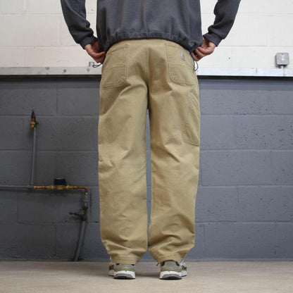 Y2K Carhartt carpenter pants beige Loose relaxed fit skate style workwear cargo pants