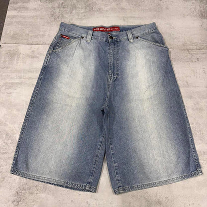 Baggy Ecko Unltd denim shorts W34 long wide leg 90s style skater jorts