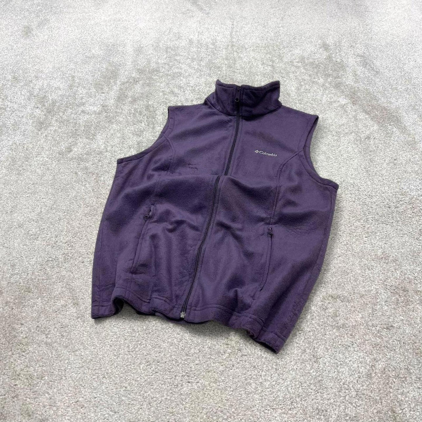 Purple Columbia technical fleece gilet Large women's y2k style full zip up autumn