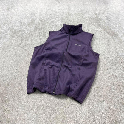Purple Columbia technical fleece gilet Large women's y2k style full zip up autumn